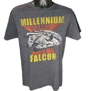 Star Wars Millennium Falcon T-Shirt Gray Medium |Corellian Spaceship Graphic Tee